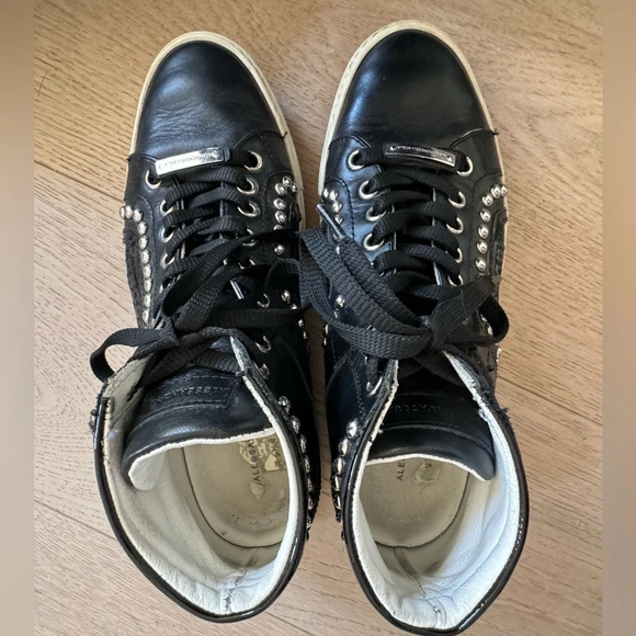 Alessandro Dell'Acqua black leather high top sneakers  size 37.5 - Picture 9 of 12
